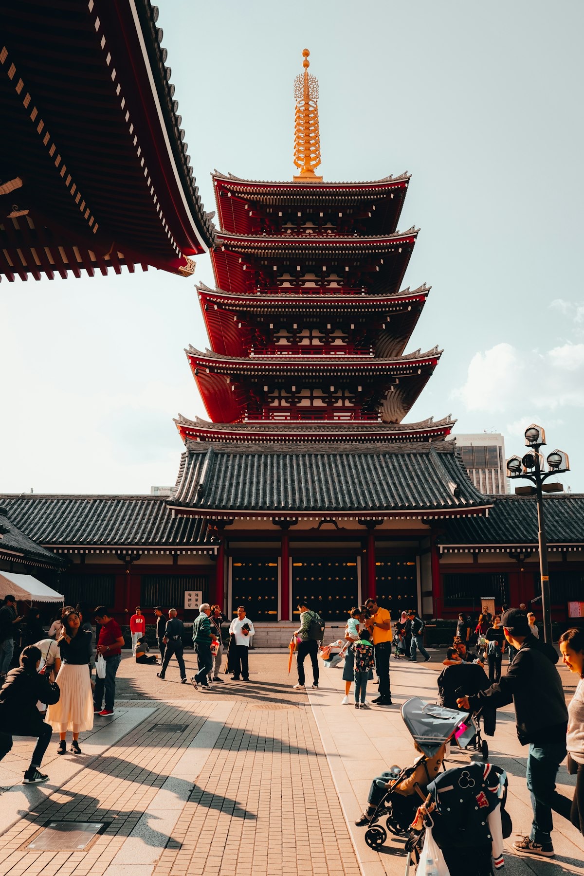 The red pagoda at Senso-ji temple in Tokyo